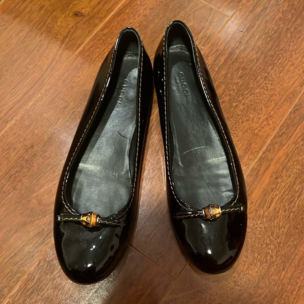 GUCCI women's black leather ballet flats | Size EUR 39/US 8.5 (24 cm/9.4 in)